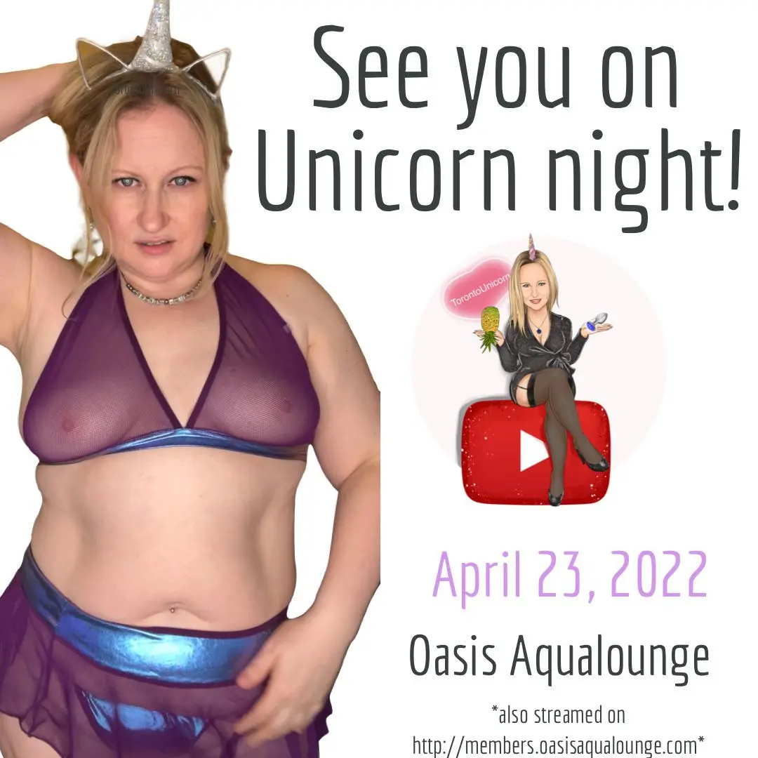 Hope you catch the live stream on the Oasis virtual platform if you can’t make it to the club tomorrow for Unicorn night. April 23, 2022. #torontounicorn #oasisaqualounge #unicornnight