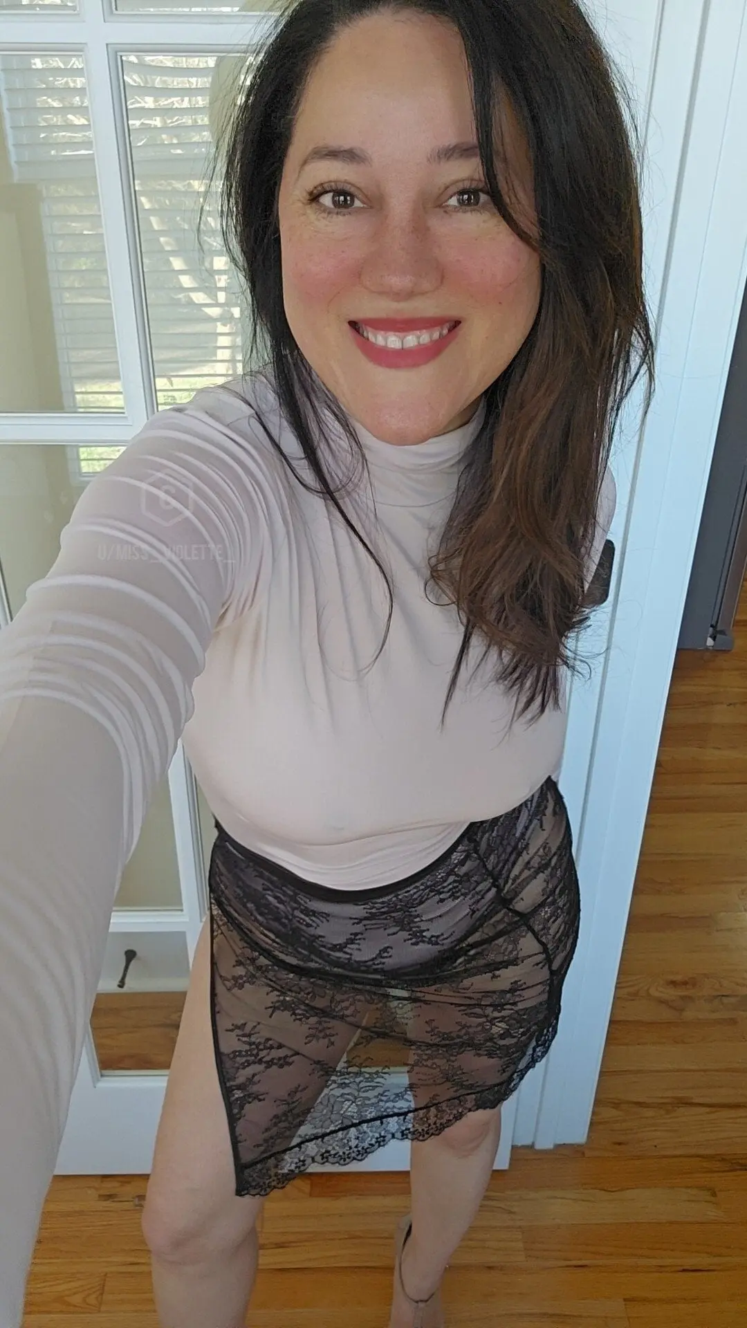 Feeling cute in this sheer skirt :)