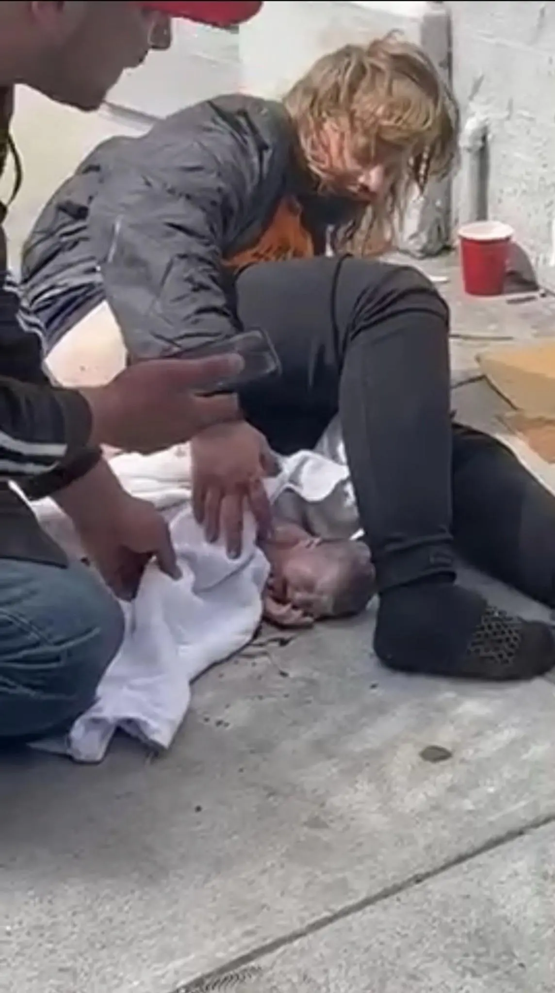 San Francisco, California. Women gives birth on the street after smoking crack all afternoon according to the witness who filmed the video.